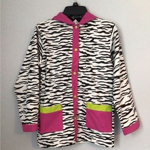 Fantasia Accessories Girls Zebra Print Raincoat. Size Girls S/M.